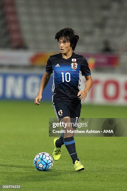 Nakajima Shoya of Japan during the AFC U-23 Championship semi final match between Japan and Iraq at the Abdullah Bin Khalifa Stadium on January 26,...