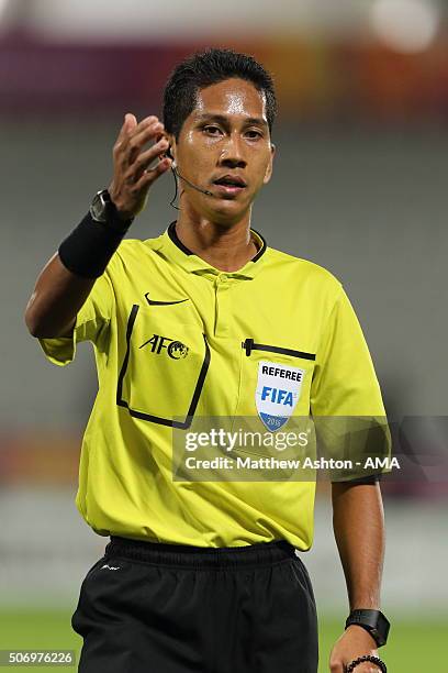 Referee Mohd Amirul Izwan from Malaysia during the AFC U-23 Championship semi final match between Japan and Iraq at the Abdullah Bin Khalifa Stadium...