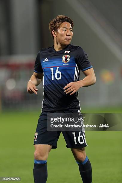 Takuma Asano of Japan during the AFC U-23 Championship semi final match between Japan and Iraq at the Abdullah Bin Khalifa Stadium on January 26,...