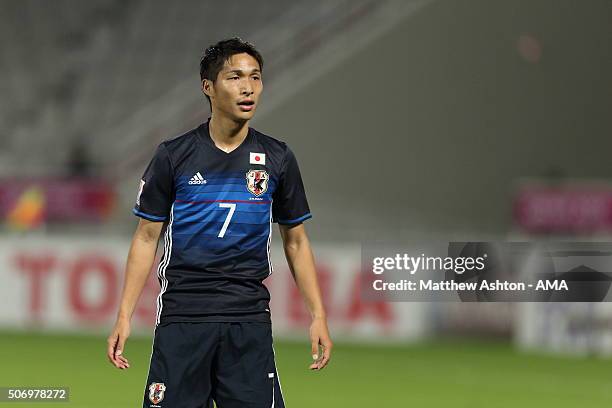 Riki Harakawa of Japan during the AFC U-23 Championship semi final match between Japan and Iraq at the Abdullah Bin Khalifa Stadium on January 26,...