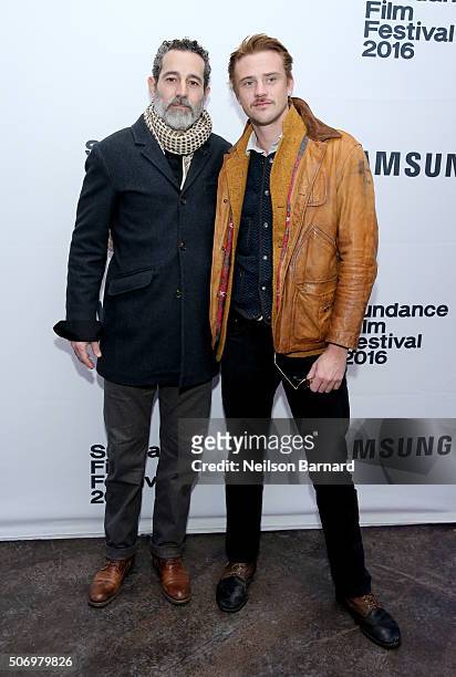 Actors Waleed Zuaiter and Boyd Holbrook attend The Free World Cocktails at the Samsung Studio during the 2016 Sundance Film Festival on January 26,...
