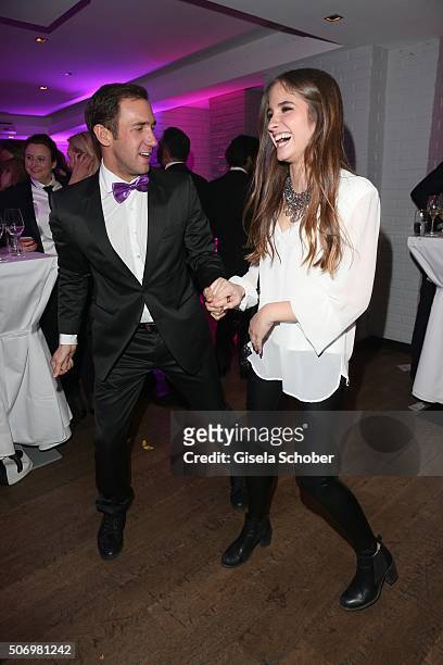 Marcel Remus and Lucia Strunz, daughter of Claudia Effenberg, dances during the Smoking Cocktail at Kaefer Atelier on January 26, 2016 in Munich,...