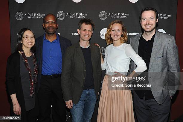 Ting Wu, Clifford Johnson, John Nein, Kerry Bishe and Mike Cahill attend the Alfred P. Sloan Foundation Reception and Prize Announcement during the...