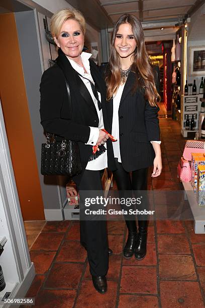 Claudia Effenberg and her daughter Lucia Strunz during the Smoking Cocktail at Kaefer Atelier on January 26, 2016 in Munich, Germany.