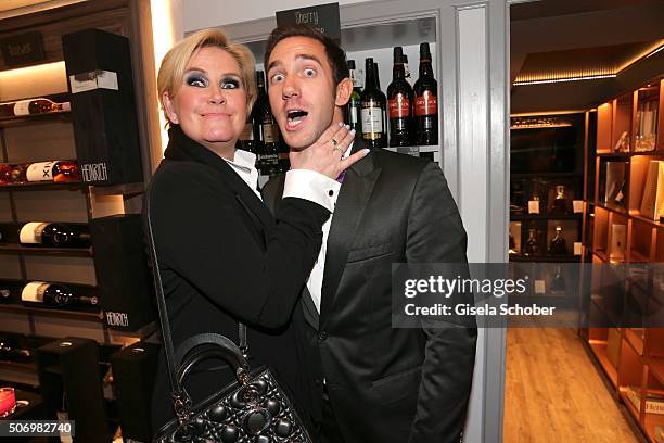 Claudia Effenberg and Marcel Remus during the Smoking Cocktail at Kaefer Atelier on January 26, 2016 in Munich, Germany.