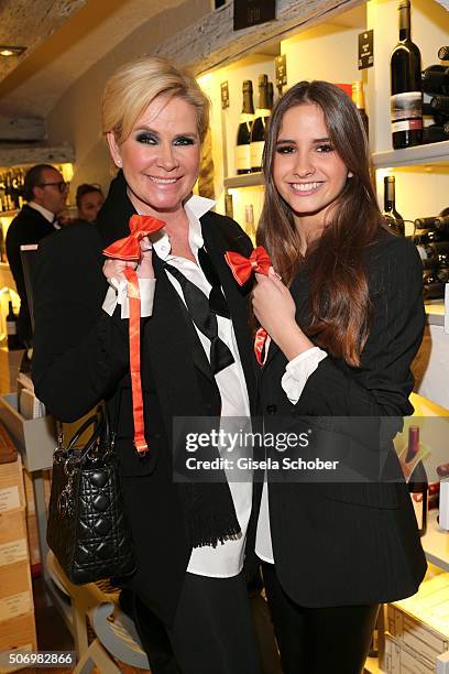 Claudia Effenberg and her daughter Lucia Strunz during the Smoking Cocktail at Kaefer Atelier on January 26, 2016 in Munich, Germany.