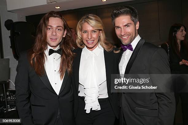 Ricardo Simonetti, Giulia Siegel and Christian Polanc during the Smoking Cocktail at Kaefer Atelier on January 26, 2016 in Munich, Germany.