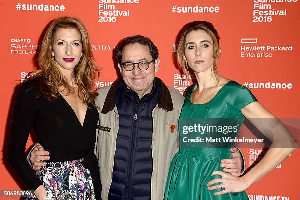 Actress Alysia Reiner, producer Michael Barker and actress Sarah Megan Thomas attend the "Equity" Premiere during the 2016 Sundance Film Festival at...