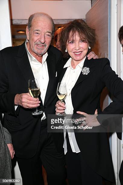 Ralph Siegel and his ex wife Dunja Siegel during the Smoking Cocktail at Kaefer Atelier on January 26, 2016 in Munich, Germany.