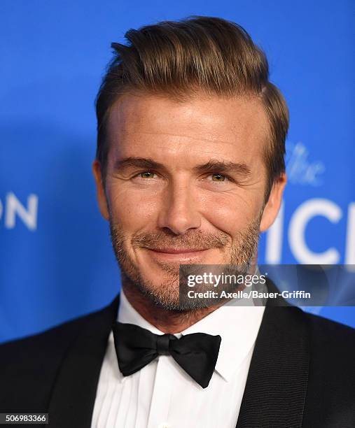 Honoree David Beckham arrives at the 6th Biennial UNICEF Ball at the Beverly Wilshire Four Seasons Hotel on January 12, 2016 in Beverly Hills,...