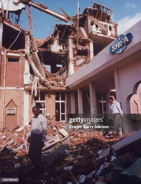 Ruins of Shifa pharmaceutical plant, alleged chemical weapons manufacturing facility said bankrolled by Islamic terrorist financer Osama bin Laden,...