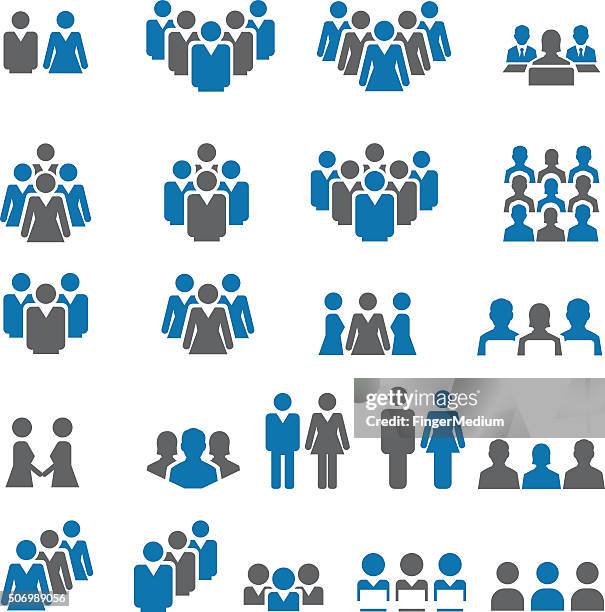 people icon set - black man using computer stock illustrations