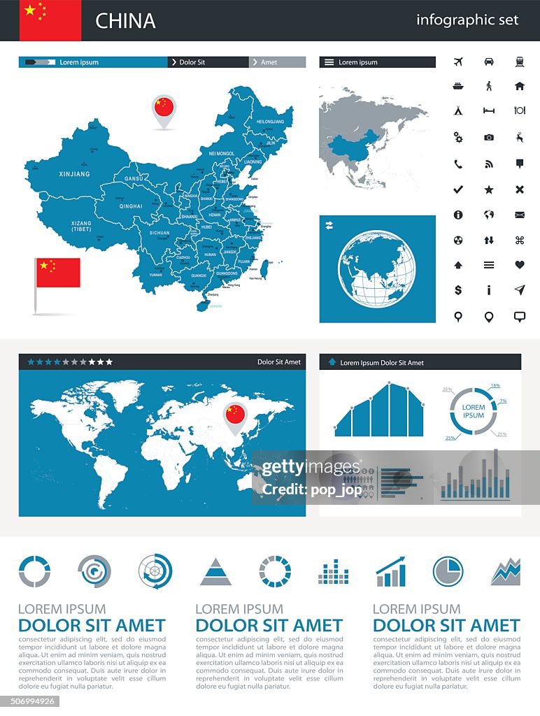 China - infographic map - Illustration