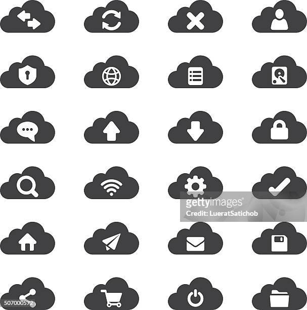 ilustrações, clipart, desenhos animados e ícones de silhueta de ícones de computação em nuvem-eps10 - file folder