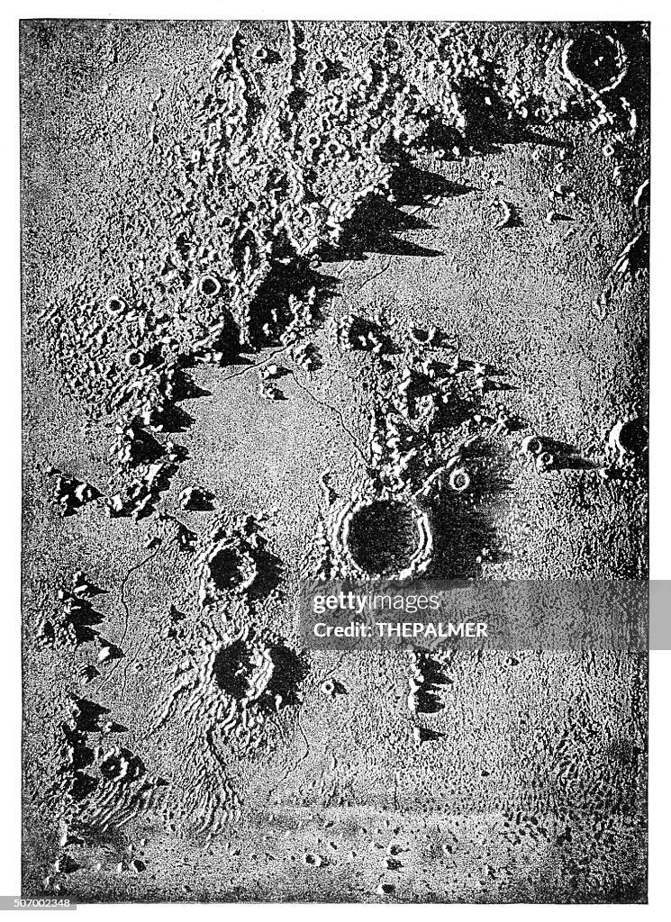 Lunar crater engraving 1897