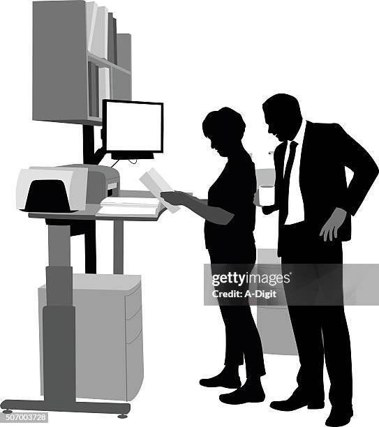 ilustrações de stock, clip art, desenhos animados e ícones de suporte de secretária moda passageira - business woman desk stand