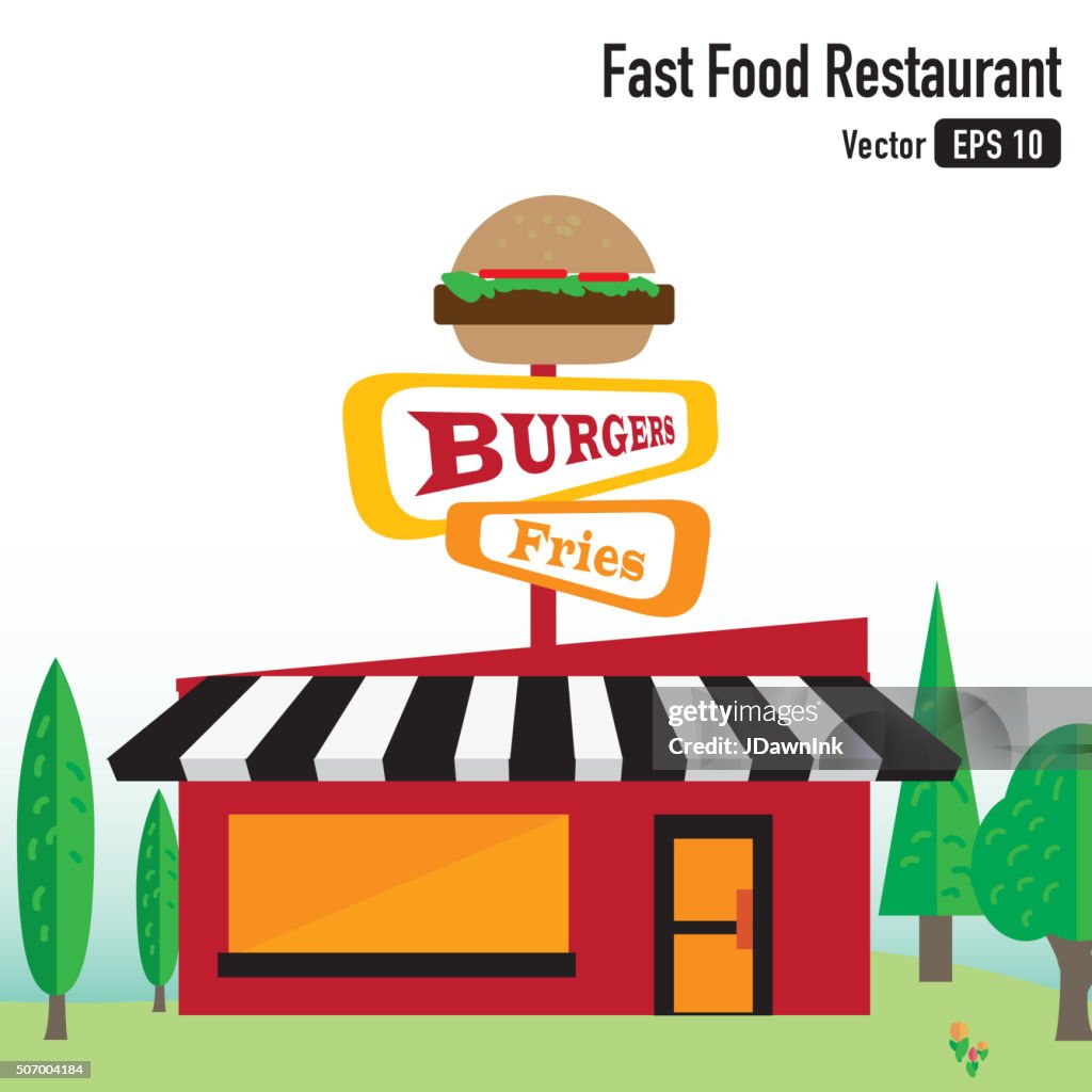 Fast Food Restaurant Building On Green Scenery High-Res Vector Graphic -  Getty Images