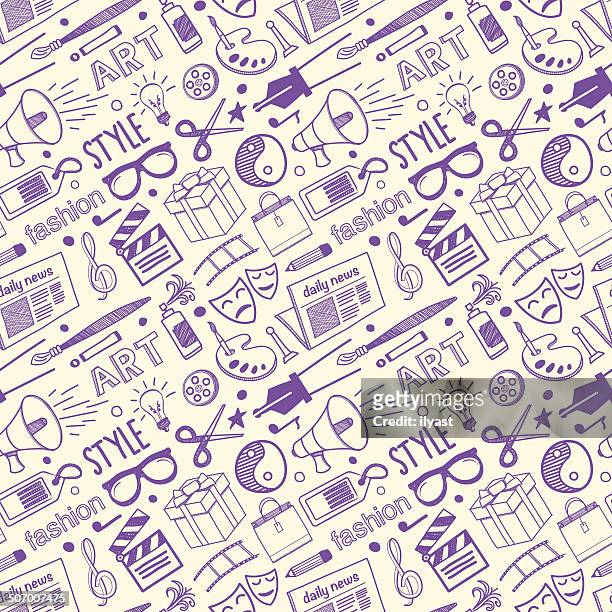 seamless arts &amp; styling pattern - movie reel background stock illustrations