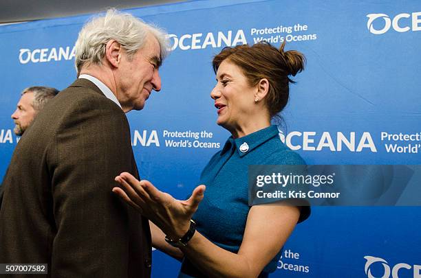 Actors and Ocean Advocates Kate Walsh and Sam Waterston attend the Oceana's Coastal Voices Summit at George Washington University on January 26, 2016.