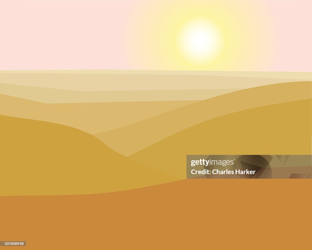 Desert Mountains Landscape Illustration