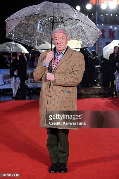 Michael Gambon attends the World Premiere of 'Dad's Army' at Odeon Leicester Square on January 26, 2016 in London, United Kingdom.