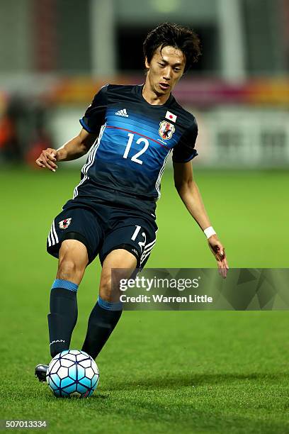 Sei Muroya of Japan in action during the AFC U-23 Championship semi final match between Japan and Iraq at the Abdullah Bin Khalifa Stadium on January...