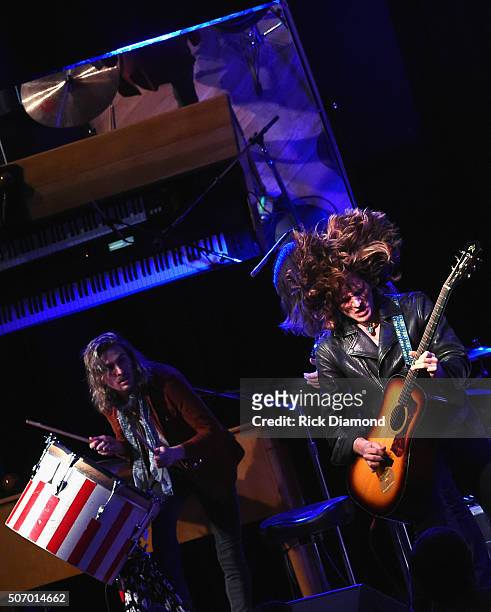 Tyler Bryant and The Shakedown open for Billy Gibbons "BFG's" at City Winery Nashville on January 26, 2016 in Nashville, Tennessee.