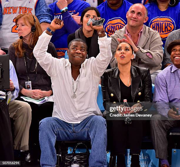 Tracy Morgan and Megan Morgan attend the Oklahoma City Thunder vs New York Knicks game at Madison Square Garden on January 26, 2016 in New York City.