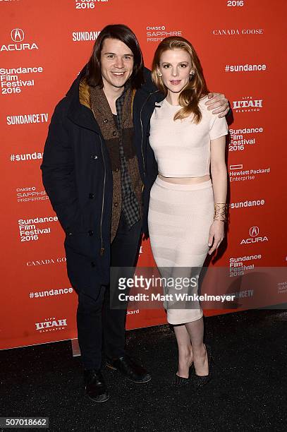 Director Mickey Keating and actress Ashley Bell attend the "Carnage Park" Premiere during the 2016 Sundance Film Festival at Library Center Theater...