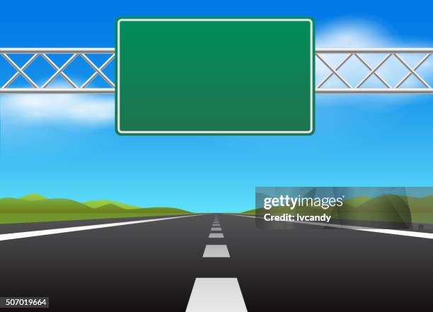 stockillustraties, clipart, cartoons en iconen met highway and blank road sign - autosnelweg