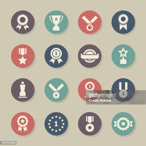 award icons - color circle series - sports business awards 2016 stock illustrations