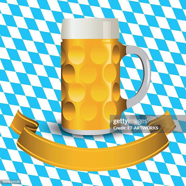 stockillustraties, clipart, cartoons en iconen met beer with bavaria flags - biertap