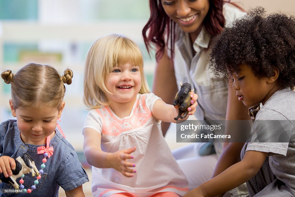 Sharing Toys Together in Preschool