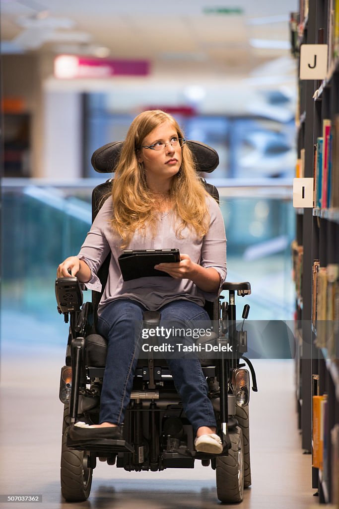 Differently abled Girl In Library