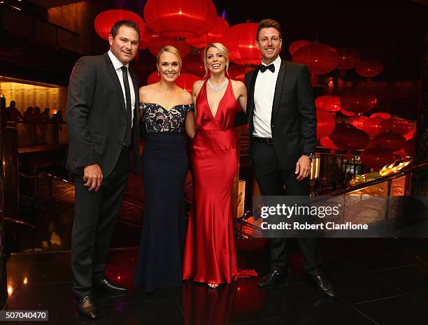 Ryan Harris , Cherrie Harris, Kayla Dickson and James Pattinson arrive at the 2016 Allan Border Medal ceremony at Crown Palladium on January 27, 2016...