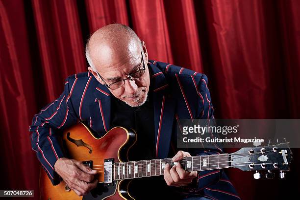 Portrait of American jazz guitarist Larry Carlton, photographed before a live performance at the Glee Club in Cardiff, on June 17, 2015.