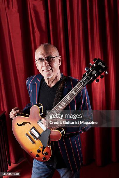 Portrait of American jazz guitarist Larry Carlton, photographed before a live performance at the Glee Club in Cardiff, on June 17, 2015.