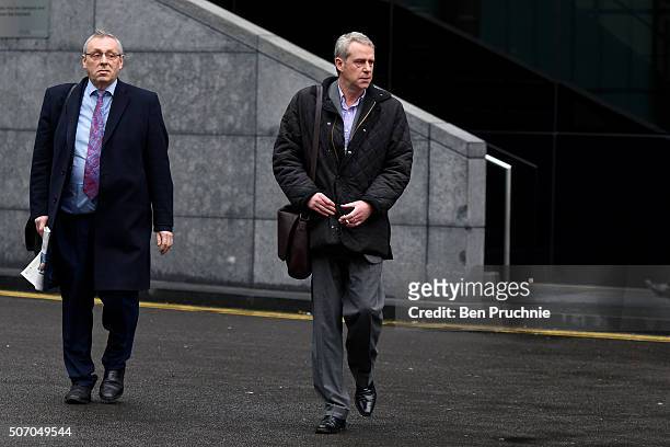 Defendant James Gilmour arrives at Southwark Crown Court on January 27, 2016 in London, England. Six brokers are facing charges of rigging Libor, a...