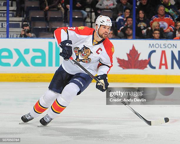Willie Mitchell of the Florida Panthers skates during a game against the Edmonton Oilers on January 10, 2016 at Rexall Place in Edmonton, Alberta,...
