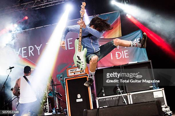 Bassist Stephen Micciche of American hard rock group Every Time I Die performing live on the Maverick Stage at Download Festival, on June 13, 2015.