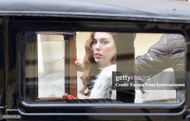 Blanca Suarez is seen during the filming of 'Lo Que Escondian Sus Ojos' Tv serie on January 26, 2016 in Madrid, Spain.