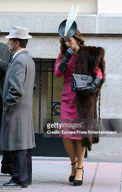 Blanca Suarez is seen during the filming of 'Lo Que Escondian Sus Ojos' Tv serie on January 26, 2016 in Madrid, Spain.