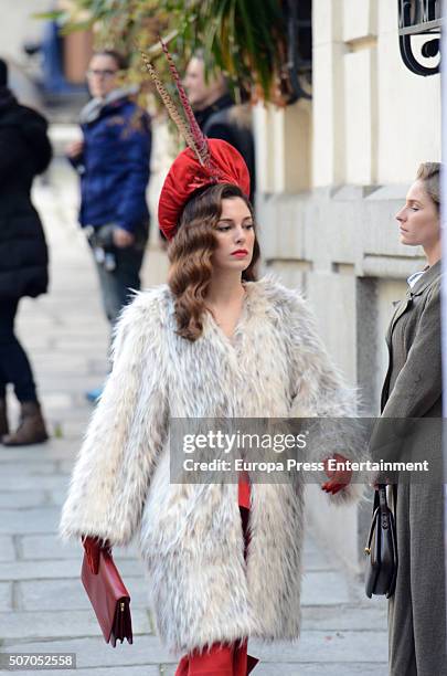 Blanca Suarez is seen during the filming of 'Lo Que Escondian Sus Ojos' Tv serie on January 26, 2016 in Madrid, Spain.