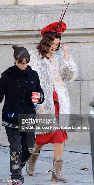 Blanca Suarez is seen during the filming of 'Lo Que Escondian Sus Ojos' Tv serie on January 26, 2016 in Madrid, Spain.