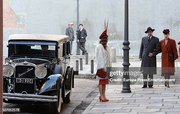 Blanca Suarez is seen during the filming of 'Lo Que Escondian Sus Ojos' Tv serie on January 26, 2016 in Madrid, Spain.