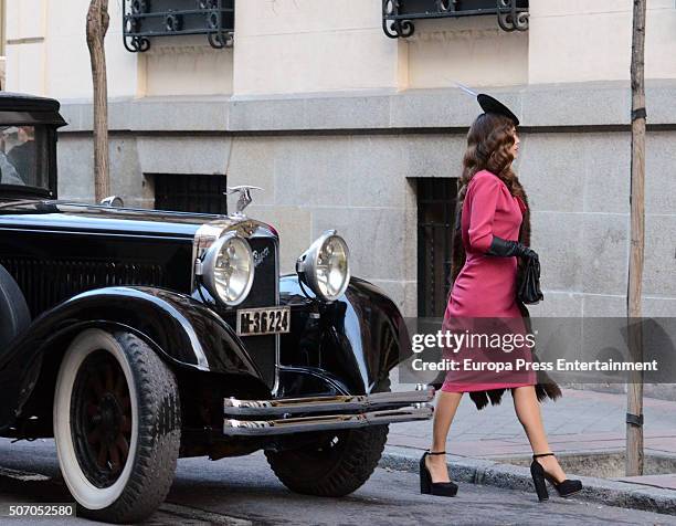 Blanca Suarez is seen during the filming of 'Lo Que Escondian Sus Ojos' Tv serie on January 26, 2016 in Madrid, Spain.