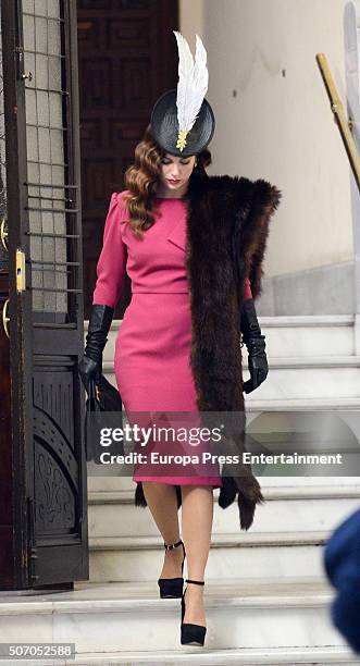 Blanca Suarez is seen during the filming of 'Lo Que Escondian Sus Ojos' Tv serie on January 26, 2016 in Madrid, Spain.