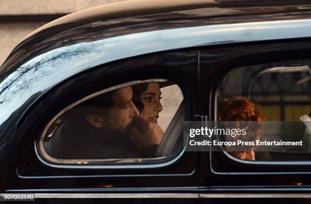 Blanca Suarez is seen during the filming of 'Lo Que Escondian Sus Ojos' Tv serie on January 26, 2016 in Madrid, Spain.