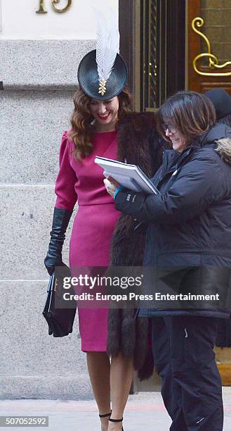 Blanca Suarez is seen during the filming of 'Lo Que Escondian Sus Ojos' Tv serie on January 26, 2016 in Madrid, Spain.