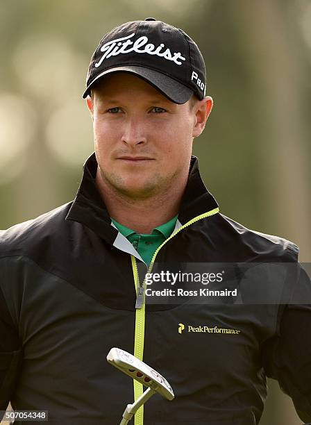 Bjorn Akesson of Sweden on the par five 1st hole during the first round of the Commercial Bank Qatar Masters at the Doha Golf Club on January 27,...